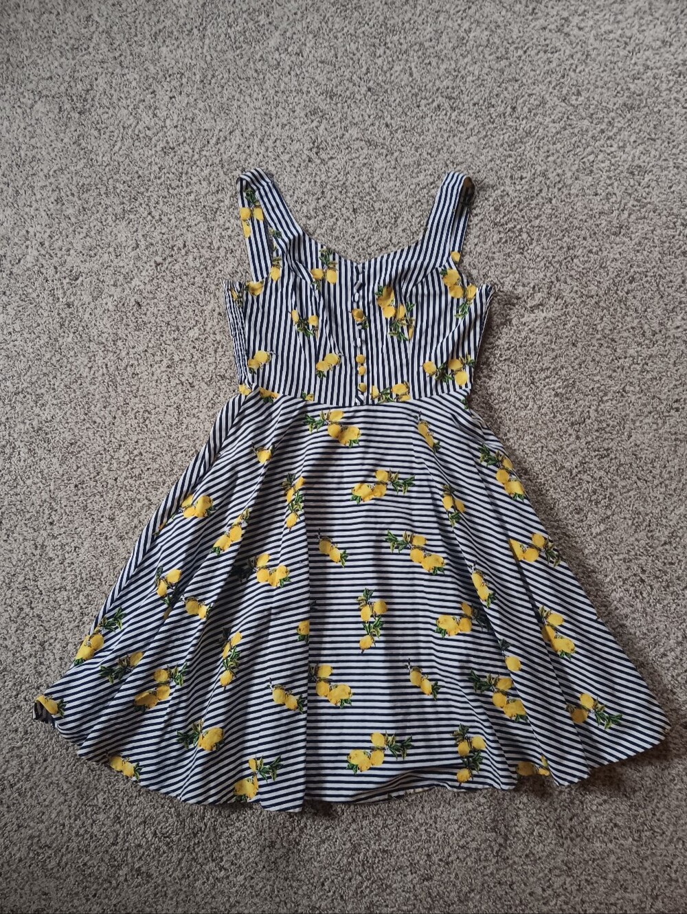 Belle Poque Lemon Striped Medium Summer Rockabilly Dress Sleeveless Buttons Cute